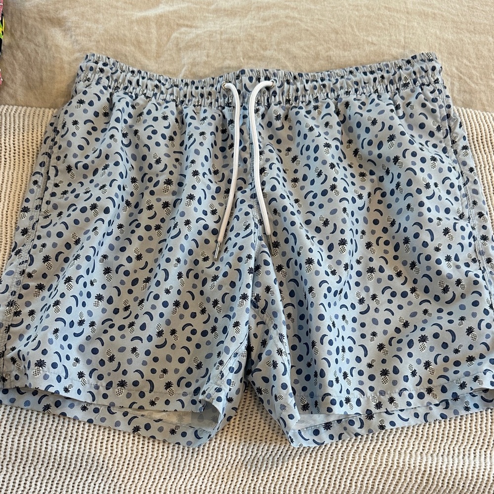 Men’s Blue Patterned Swim Shorts